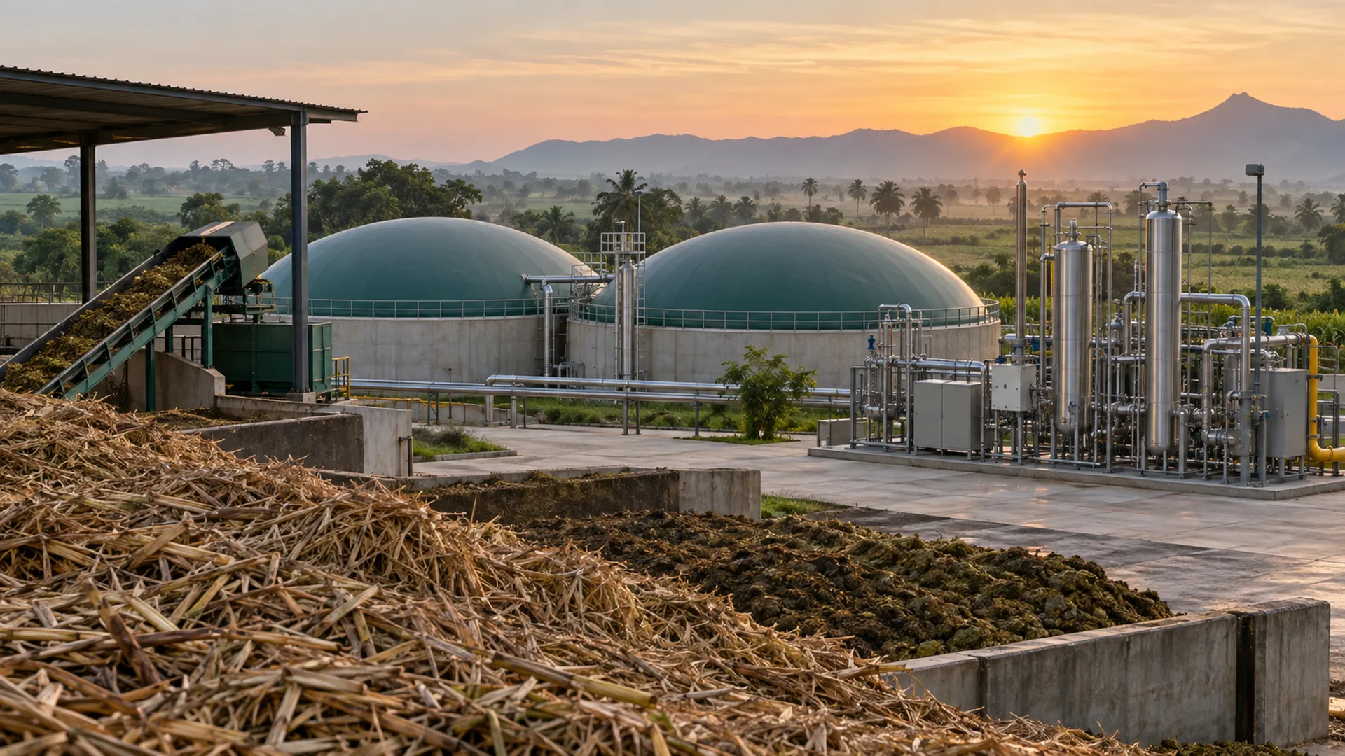 Agricultural residue, anaerobic digestion and gas upgrading infrastructure